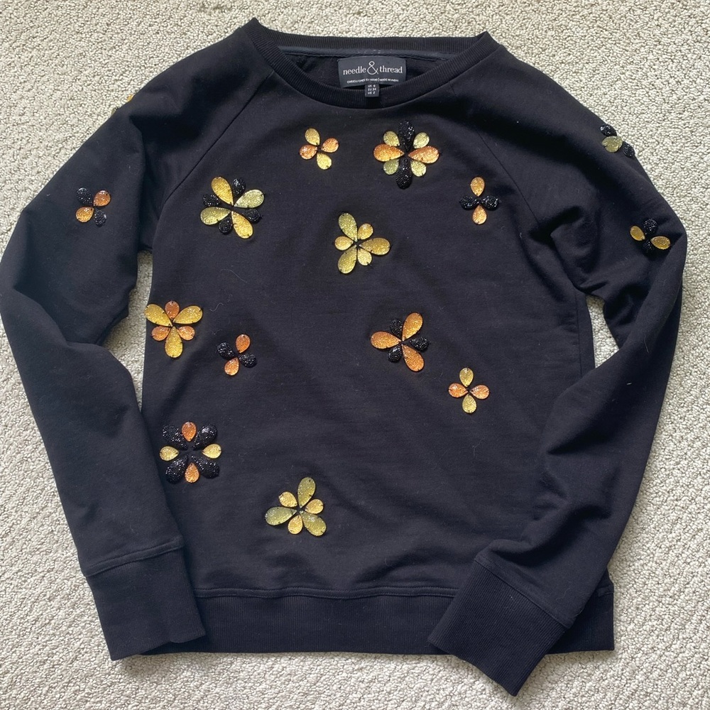 Needle & Thread Black Pullover Sweatshirt